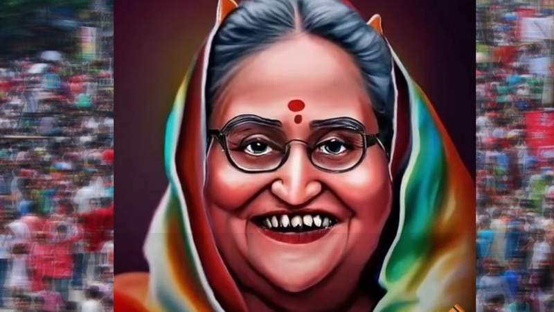 বৈশাখের শোভাযাত্রায় ‘ফ্যাসিবাদী হাসিনার মুখাবয়ব’